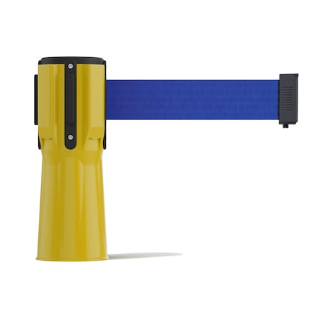 Retractable Belt Barrier Cone Mount Yellow Case 7.5ftDk Blu Belt